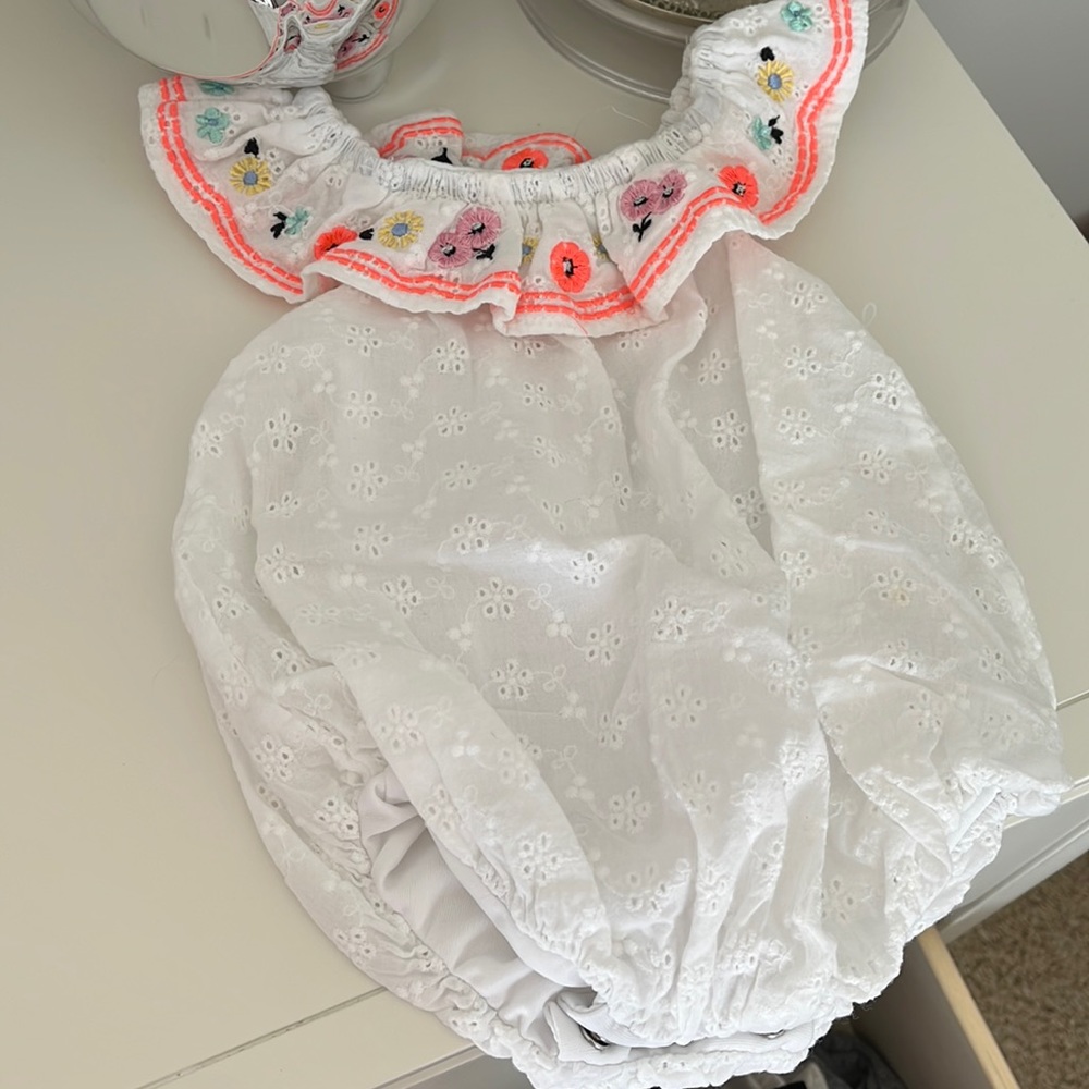 Crown & ivy floral embroidered bubble romper